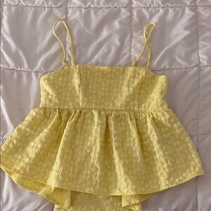 SHEIN Yellow Floral Tank Top